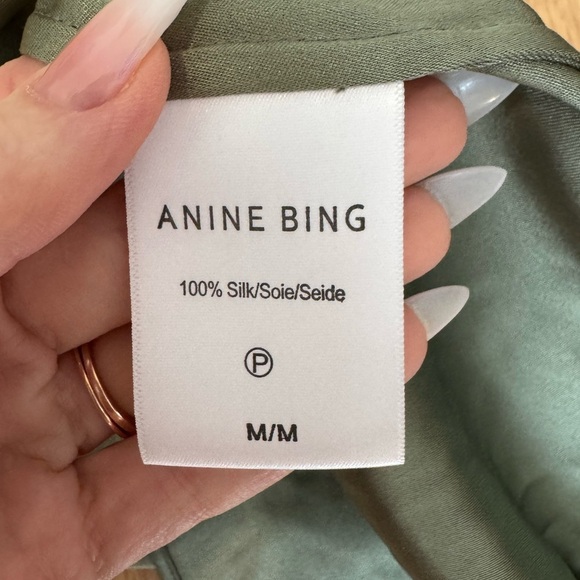 ANINE BING 100% Silk Jolin Sage Green Skirt w/ Slit Size Medium NWT - Picture 5 of 10